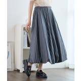 チャコール | ストライプ バルーンスカート 夏 | Growing Rich