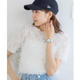 ホワイト | チュールフリンジ シアートップス フリンジチュール | Growing Rich