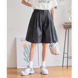 ブラック | パールタフタ タックキュロットパンツ ハーフパンツ | Growing Rich