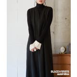 ブラックホワイト | フレアスリーブ リブニット 長袖 | Growing Rich