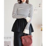 ボーダー | フレアスリーブ リブニット 長袖 | Growing Rich