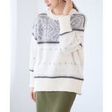 オフホワイト | ノルディック柄ニット [240725]  | Growing Rich