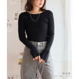 ブラック | 配色フレアスリーブリブニット 薄い ニット | Growing Rich