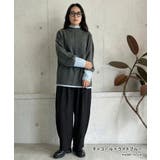 チャコール×ライトブルー | 配色ニット ニット プルオーバー | Growing Rich