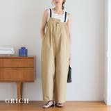 【GROWING RICH】コットンツイル配色ステッチ アシメデザインサロペット… | Growing Rich | 詳細画像1 