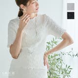 スモッキングジャガードカットソー 二の腕カバー トップス | Growing Rich | 詳細画像1