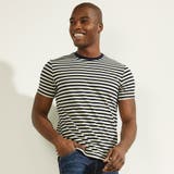 F73J | [GUESS] Finn Pique Striped Tee | GUESS【MEN】