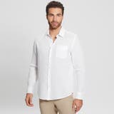 G011 | [GUESS] Eco Island Linen Shirt | GUESS【MEN】