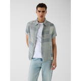 F71Q | [GUESS] MALIK Patchwork Jacquard Shirt | GUESS【MEN】