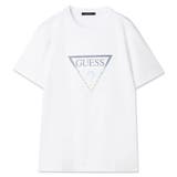 WHT | [GUESS] Denim Emboss Triangle Tee | GUESS【MEN】