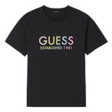 BLK | [GUESS] Rainbow Logo Tee | GUESS【MEN】