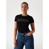 JBLK | [GUESS] CN Ss Logo Lace Tee | GUESS【WOMEN】