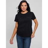 JBLK | [GUESS] ECO Lace Logo Easy Tee | GUESS【WOMEN】