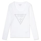 G011 | [GUESS] LS Cn Shiny Triangle Tee | GUESS【WOMEN】