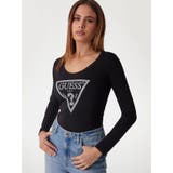 JBLK | [GUESS] LS Cn Shiny Triangle Tee | GUESS【WOMEN】