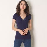 G769 | [GUESS] S/S JENNY KEYHOLE HENLEY TOP | GUESS【WOMEN】