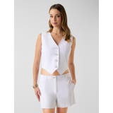 G011 | [GUESS] CARLA Linen Vest | GUESS【WOMEN】