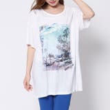 WHT | [GUESS] PALM TREE PRINT LOOSE-FIT TEE | GUESS【WOMEN】