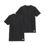 ブラック | adidas アディダス VネックTシャツ | GUNZE