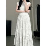 花柄レースプリーツ ロングスカート体型カバー | HAMOONDE | 詳細画像1 