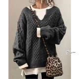 グレー | ニット ケーブルニット キーネックニット | HANAHANA