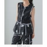 ブラック | 日常にアートを感じる。英字プリントベスト ベスト ジレ | HAPPY急便 by VERITA.JP