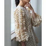 ドットベージュ | 袖コンシャスで華やぐ。ダブルフリル袖ブラウス ブラウス トップス | HAPPY急便 by VERITA.JP