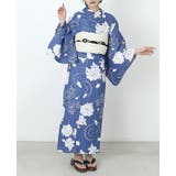 牡丹ネイビーブルー | 涼を感じる綿麻仕立て上がり浴衣2点セット 浴衣 浴衣セット | HAPPY急便 by VERITA.JP