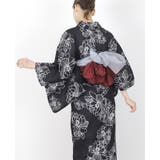 糸目牡丹ブラック | 簡単!1人で着れる綿 変わり織生地 セパレート浴衣2点セット | HAPPY急便 by VERITA.JP