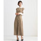 ベージュ | 目を惹くサイドのボタン。コーデュロイ ワンピース ワンピース | HAPPY急便 by VERITA.JP