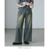 ネイビー | 大人カジュアルを格上げ。ヴィンテージ加工スーパーワイドデニムパンツ デニム ジー… | HAPPY急便 by VERITA.JP
