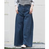 ブルー | サイドタックデザインでデニムを私らしく穿く。綿100％デニムバギーパンツ ワイド… | HAPPY急便 by VERITA.JP