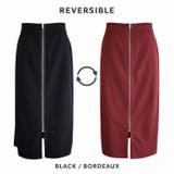 ブラック×ボルドー | 1枚で2通り楽しめる。リバーシブルフロントジップスカート スカート ロングスカー… | HAPPY急便 by VERITA.JP