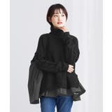 ブラック | デザイン性の高い大人ニット。異素材切替タートルニット ニット プルオーバー | HAPPY急便 by VERITA.JP