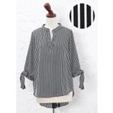 ブラック | 旬度満点!爽やかで知的な女っぽさを。袖リボン スキッパーブラウス ブラウス | HAPPY急便 by VERITA.JP