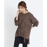 ブラウン | ベルトでコーデをクールに変える。フロントベルト付きニットチュニック ニット | HAPPY急便 by VERITA.JP