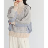 ベージュ×ブルー | 旬のあったかニット。配色ハーフジップニット ニット セーター | HAPPY急便 by VERITA.JP