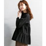 ブラック | 綿100%の大人可愛いデザイン。ティアードブラウス ブラウス 春ブラウス | HAPPY急便 by VERITA.JP