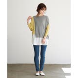 デザイン性の高い1枚。異素材切替配色ニット ニット セーター | HAPPY急便 by VERITA.JP | 詳細画像16