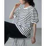 大人女子のカジュアルスタイル。ボーダーパフスリーブトップス カットソー tシャツ | HAPPY急便 by VERITA.JP | 詳細画像13