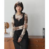 ブラウン | 柄に魅せられて。ペイント柄シアーメッシュトップス カットソー シアー | HAPPY急便 by VERITA.JP
