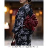 糸目牡丹ブラック | 簡単！1人で着れる綿 変わり織生地 セパレート浴衣2点セット（二部式浴衣+帯） | HAPPY急便 by VERITA.JP