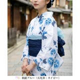 朝顔ブルー | 簡単！1人で着れる綿 変わり織生地 セパレート浴衣2点セット（二部式浴衣+帯） | HAPPY急便 by VERITA.JP