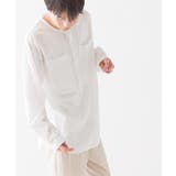 001-ホワイト | メンズ 塩縮加工タイプライター ビッグポケットノーカラー長袖シャツ | haptic
