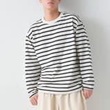 161-ホワイト×ブラック | 【OMNES】メンズ 10番単ボーダー長袖Tシャツ | OMNES HOMME