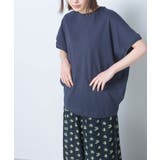075-ネイビー | 【OMNES】綿麻カット ドルマン半袖Tシャツ | haptic