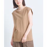 030-ブラウン | 【OMNES】製品洗いコットン ノースリーブTシャツ | haptic