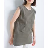 054-カーキ | 【OMNES】製品洗いコットン ノースリーブTシャツ | haptic