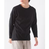 005-ブラック | 【OMNES】ストレッチジャガード クルーネック長袖&六分袖Tシャツ | haptic