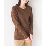 030-ブラウン | 【OMNES】ストレッチジャガード クルーネック長袖&六分袖Tシャツ | haptic